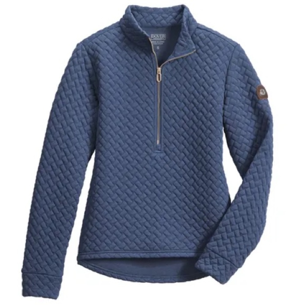 New Dover Saddlery Jordan Half-Zip Navy Quilted Sweatshirt Pullover- Retail $100